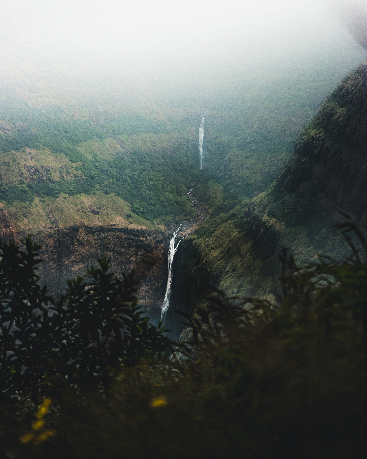 hidden waterfall in mountains